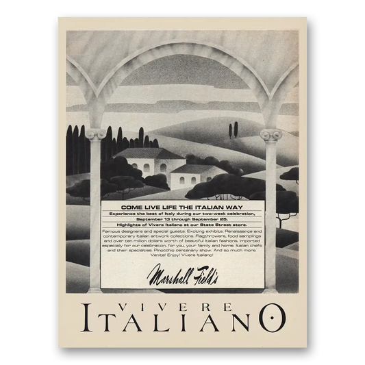 1982 Vivere Italiano Live the Italian Way Vintage Magazine Print Ad