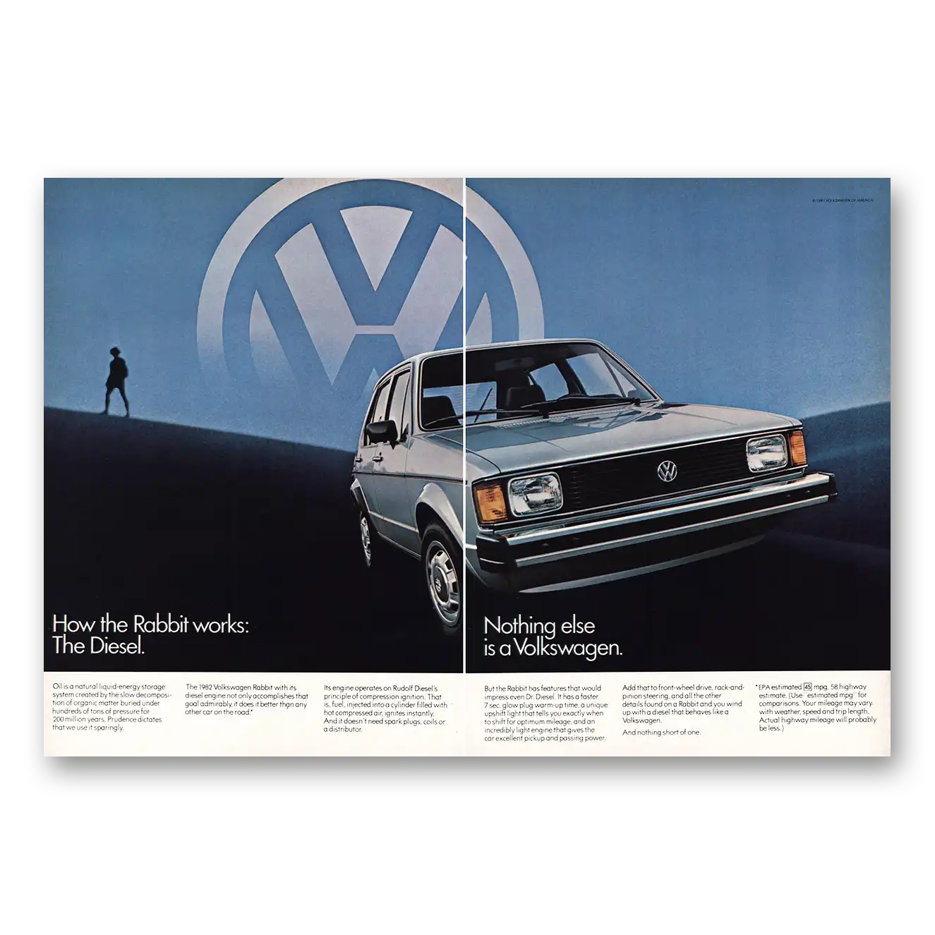 1982 Volkswagen Rabbit How the Rabbit Works The Diesel Vintage Magazine Print Ad