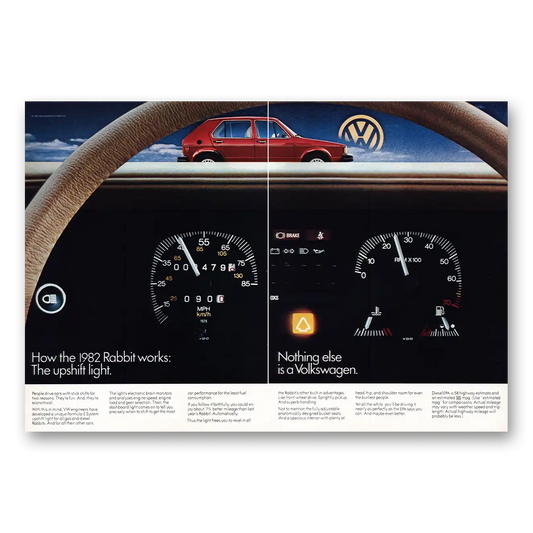 1982 Volkswagen Rabbit Upshift Light Vintage Magazine Print Ad