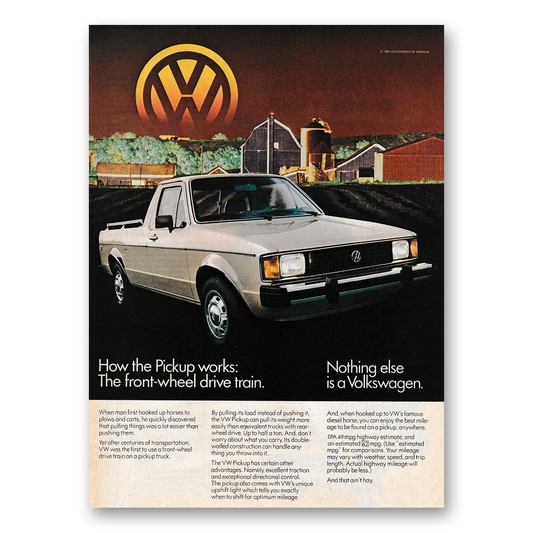 1982 Volkswagen Pickup How the Pickup Works Vintage Magazine Print Ad