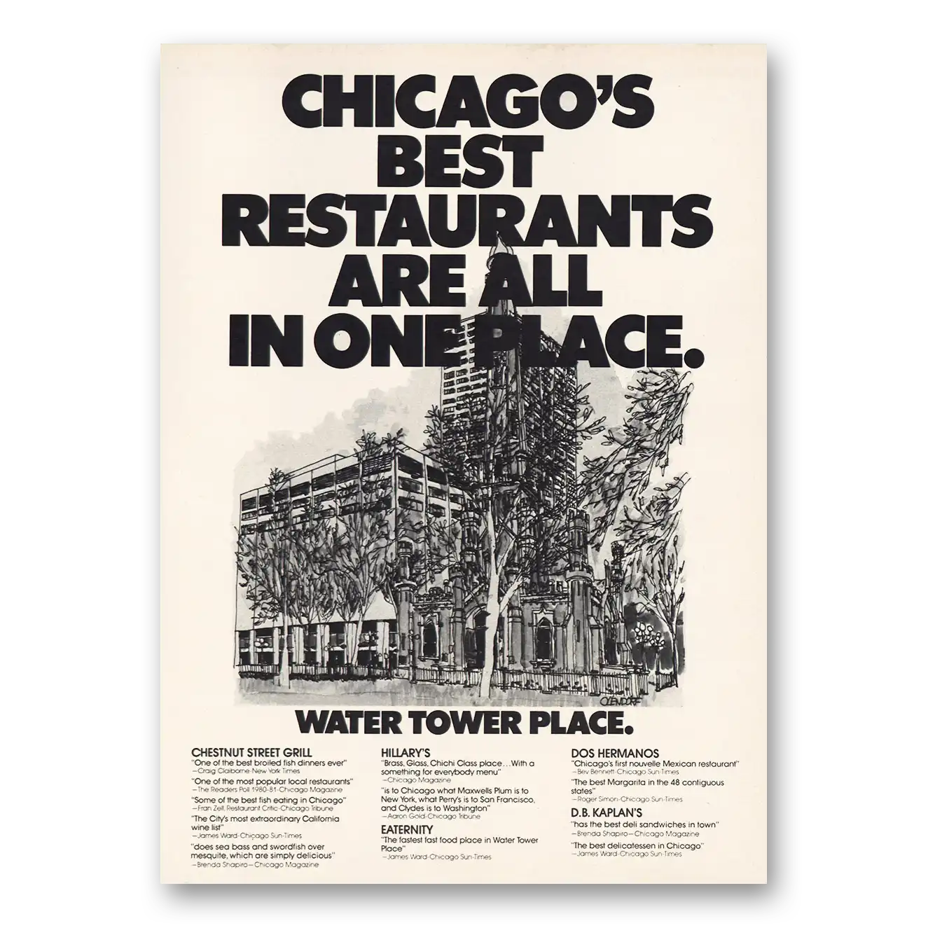 1982 Water Tower Place Chicagos Best Restaurants Vintage Magazine Print Ad