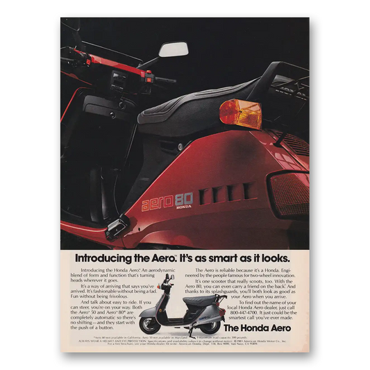 1983 Honda Motorcycle Aero Its As Smart As It Looks Vintage Magazine Print Ad