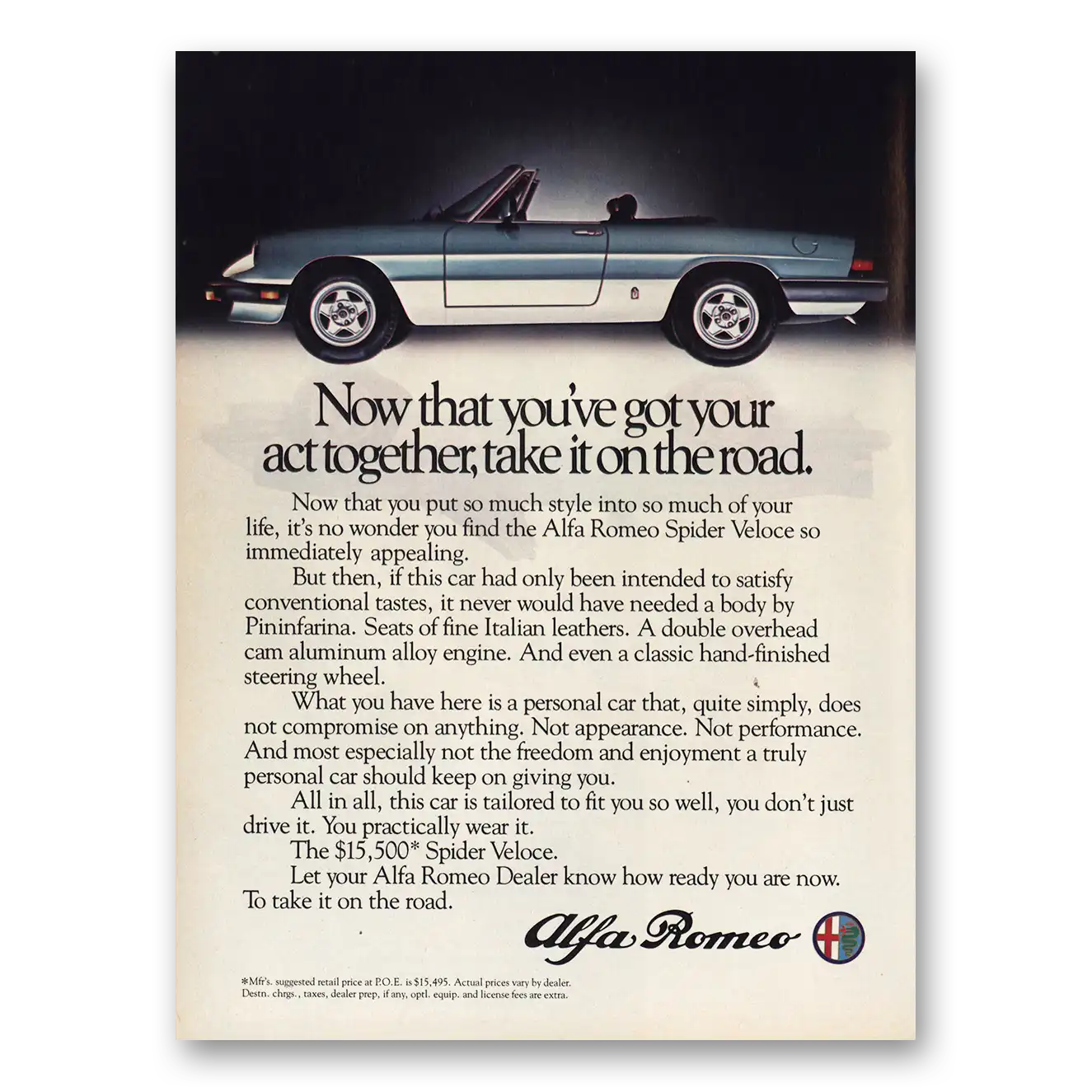 1983 Alfa Romeo Spider Veloce Got Your Act Together Vintage Magazine Print Ad