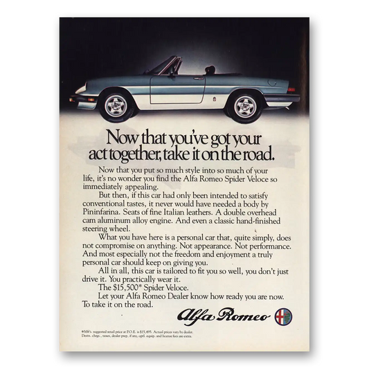 1983 Alfa Romeo Spider Veloce Got Your Act Together Vintage Magazine Print Ad