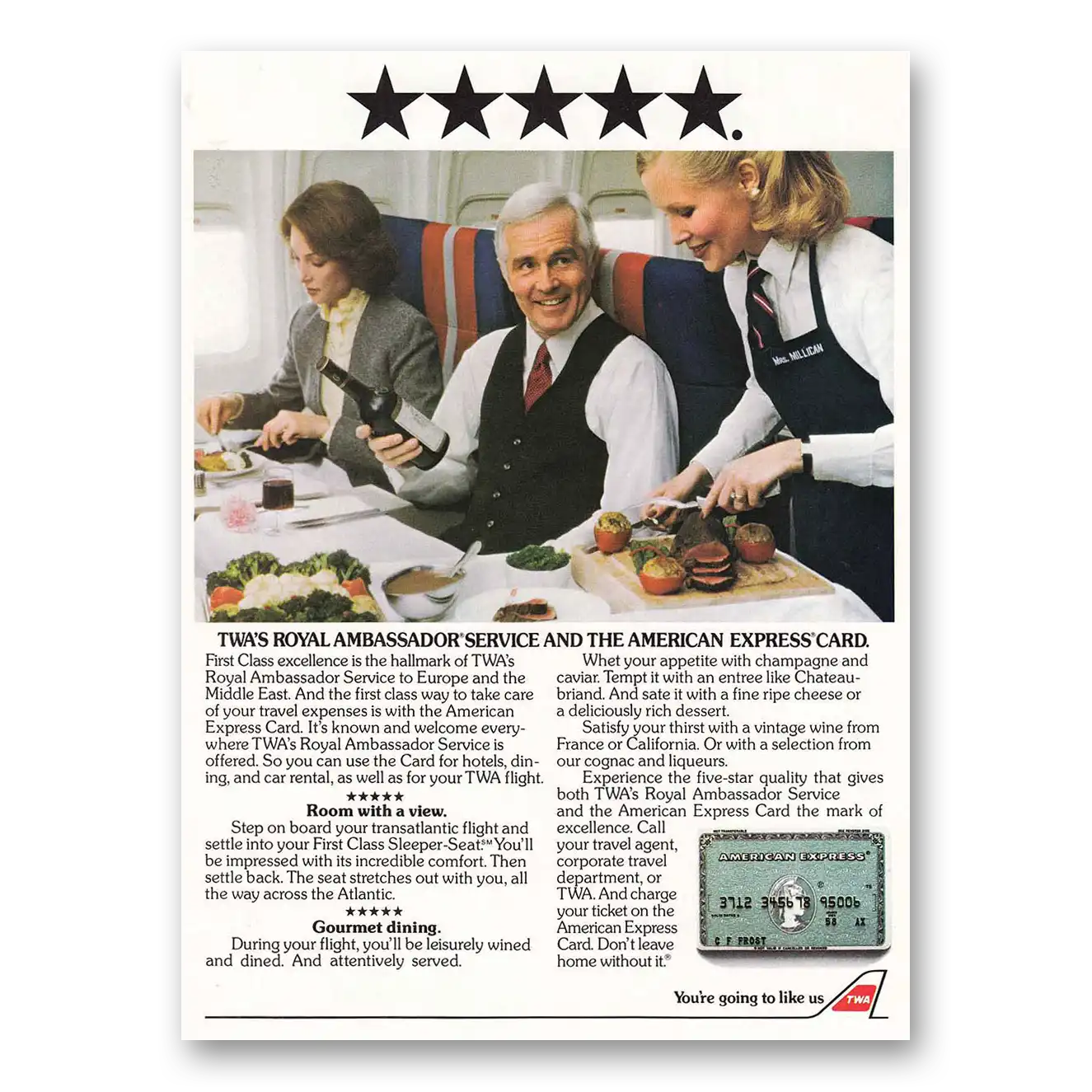 1983 American Express Five Stars Royal Ambassador Vintage Magazine Print Ad