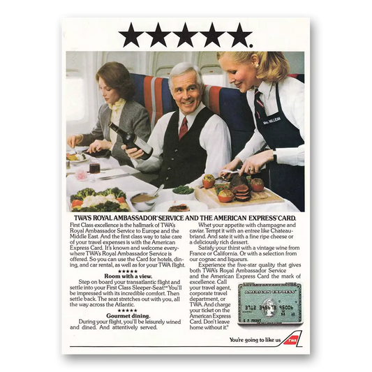 1983 American Express Five Stars Royal Ambassador Vintage Magazine Print Ad