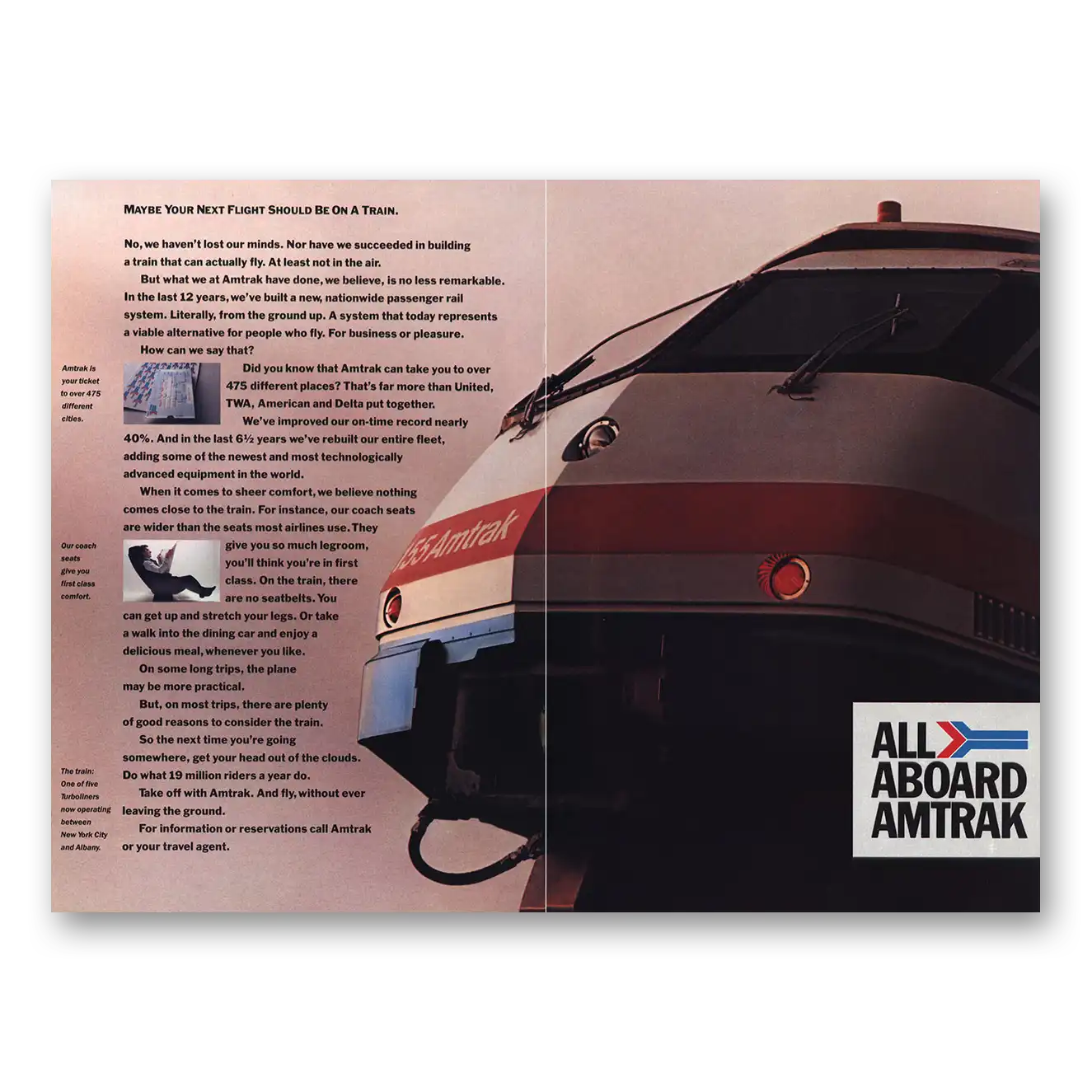 1983 Amtrak Maybe Your Next Flight Should Be On a Train Vintage Magazine Print Ad