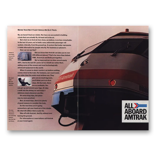 1983 Amtrak Maybe Your Next Flight Should Be On a Train Vintage Magazine Print Ad