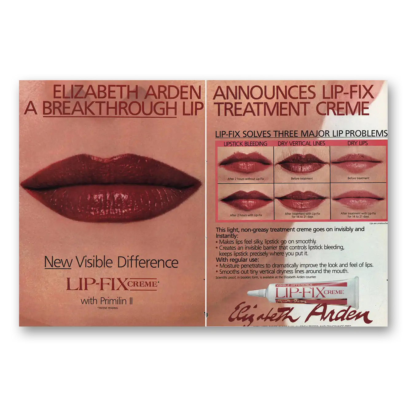 1983 Elizabeth Arden Lip Fix Vintage Magazine Print Ad