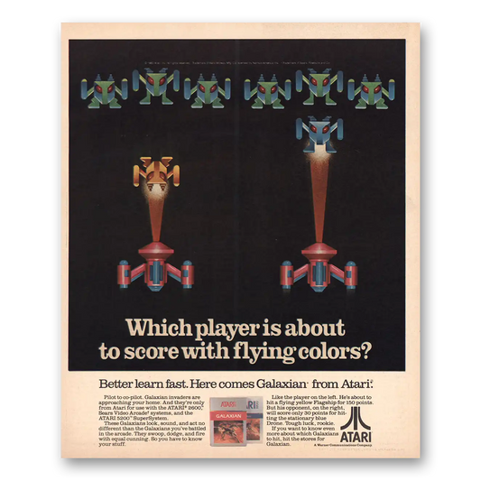 1983 Atari About to Score With Flying Colors Galaxian Vintage Magazine Print Ad