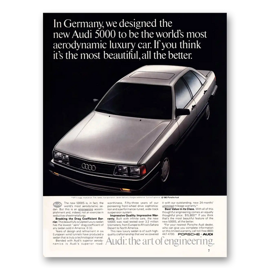 1983 Audi 5000 Germany We Designed Vintage Magazine Print Ad