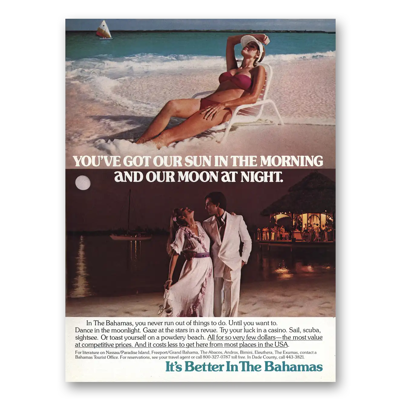 1983 Bahamas Got Our Sun in the Morning Vintage Magazine Print Ad