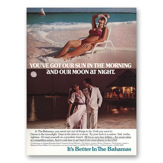 1983 Bahamas Got Our Sun in the Morning Vintage Magazine Print Ad