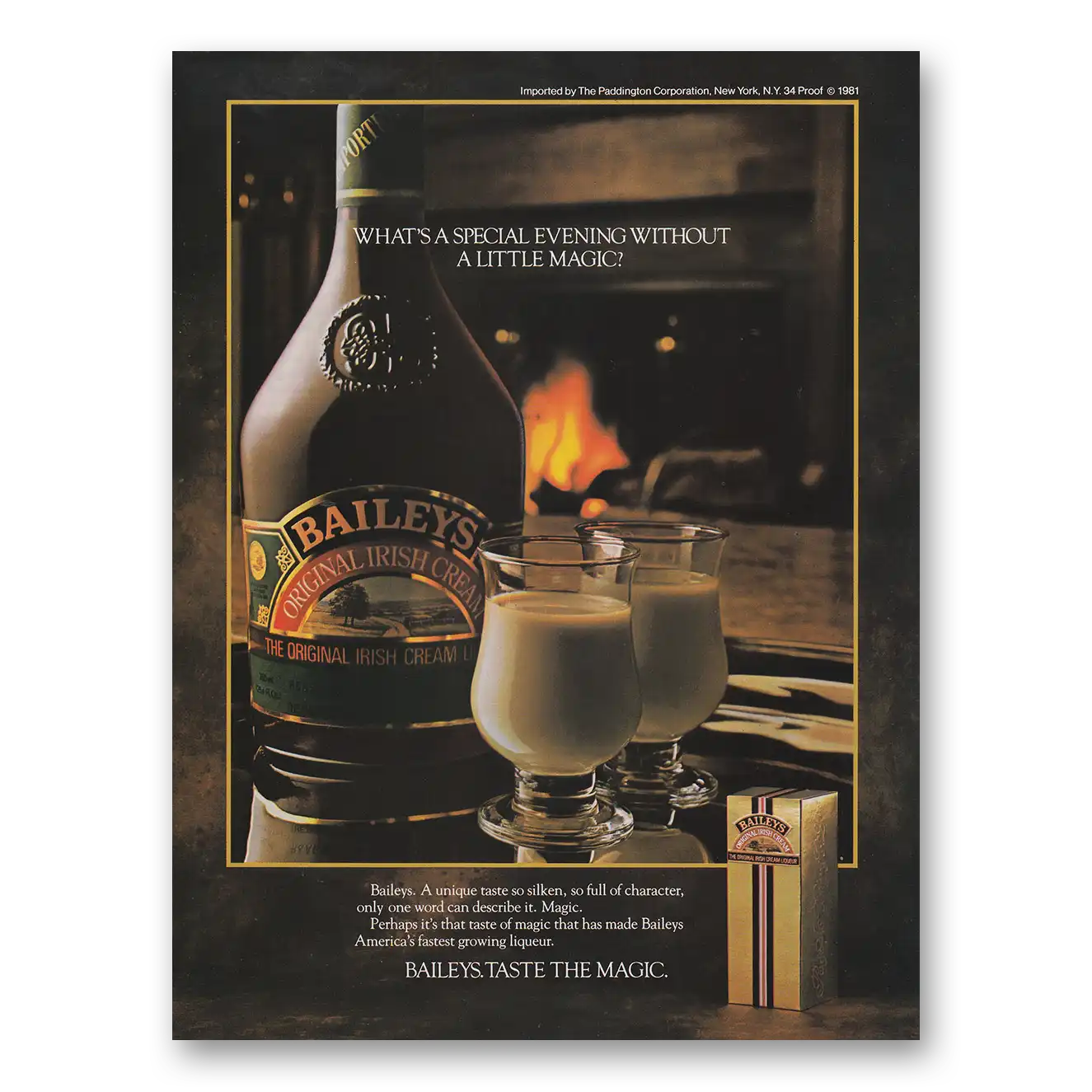 1983 Bailys Irish Cream Special Evening Without a Little Magic Vintage Magazine Print Ad