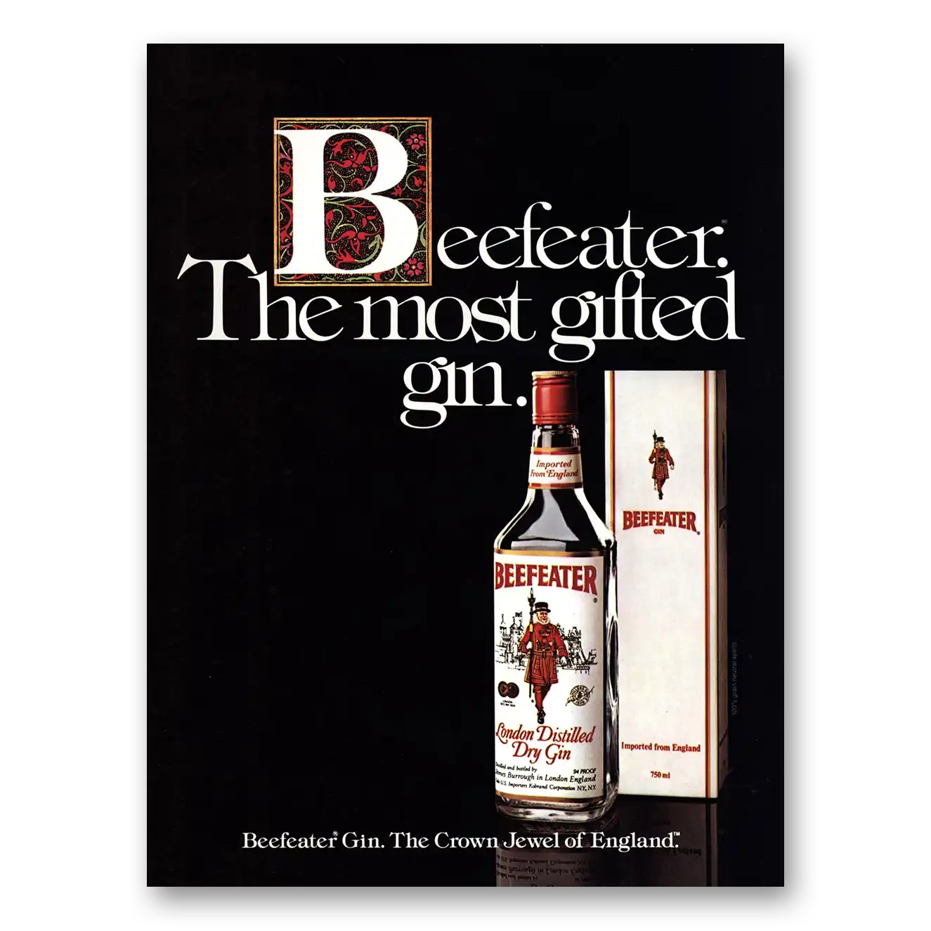 1983 Beefeater Most Gifted Gin Vintage Magazine Print Ad