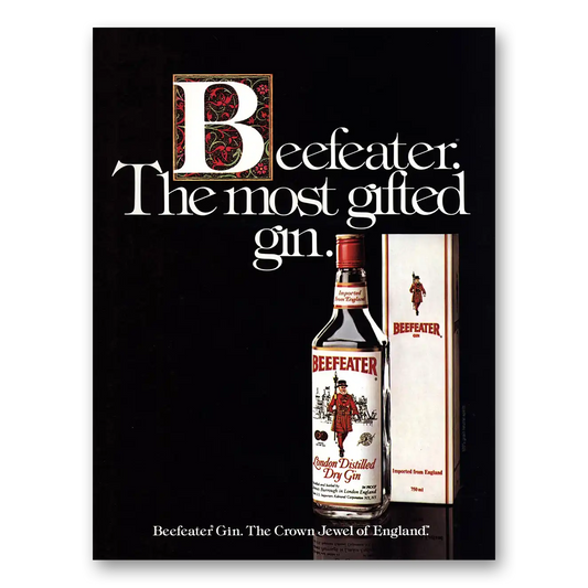 1983 Beefeater Most Gifted Gin Vintage Magazine Print Ad