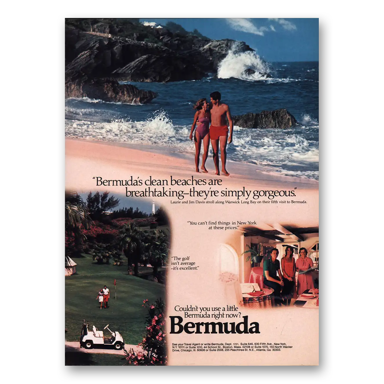 1983 Bermuda Clean Beaches Are Breathtaking Vintage Magazine Print Ad