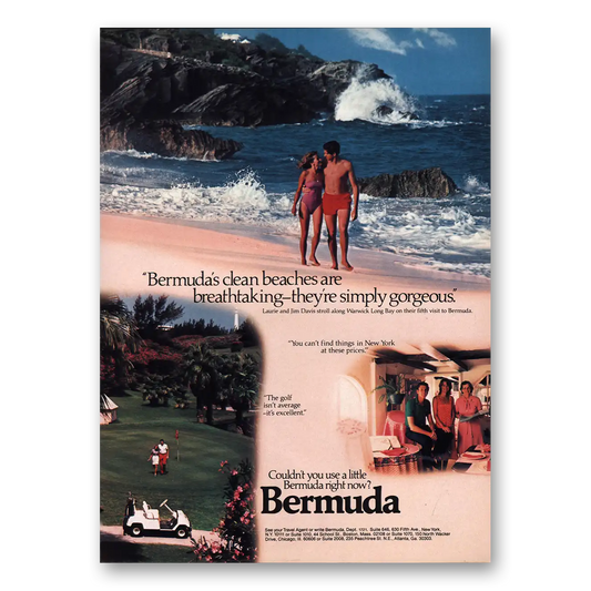 1983 Bermuda Clean Beaches Are Breathtaking Vintage Magazine Print Ad