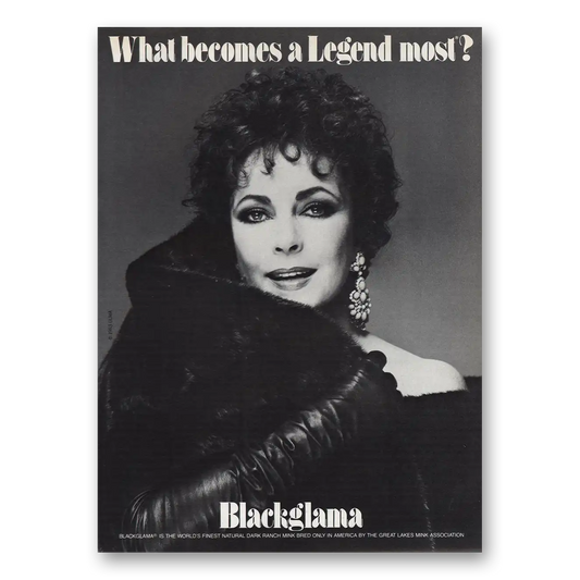 1983 Blackglama Elizabeth Taylor Vintage Magazine Print Ad