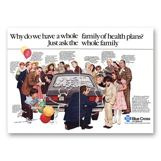 1983 Blue Cross Insurance Whole Family Health Plans Vintage Magazine Print Ad