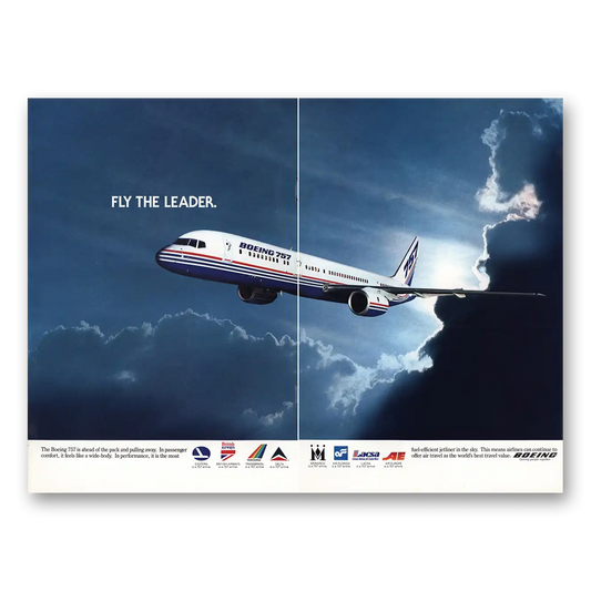 1983 Boeing 757 Fly the Leader Vintage Magazine Print Ad