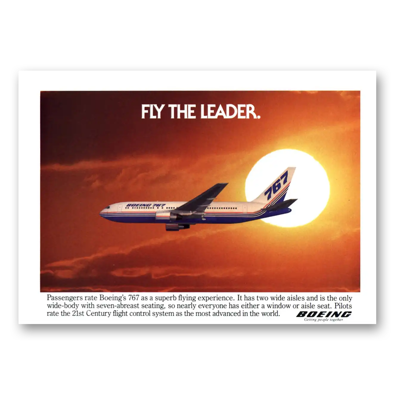 1983 Boeing 767 Fly the Leader Vintage Magazine Print Ad