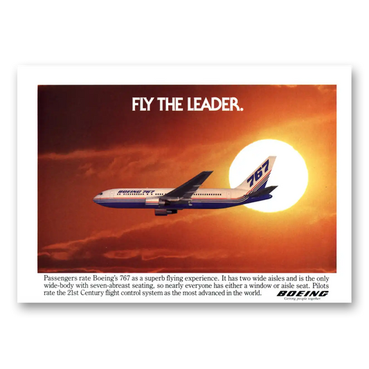 1983 Boeing 767 Fly the Leader Vintage Magazine Print Ad