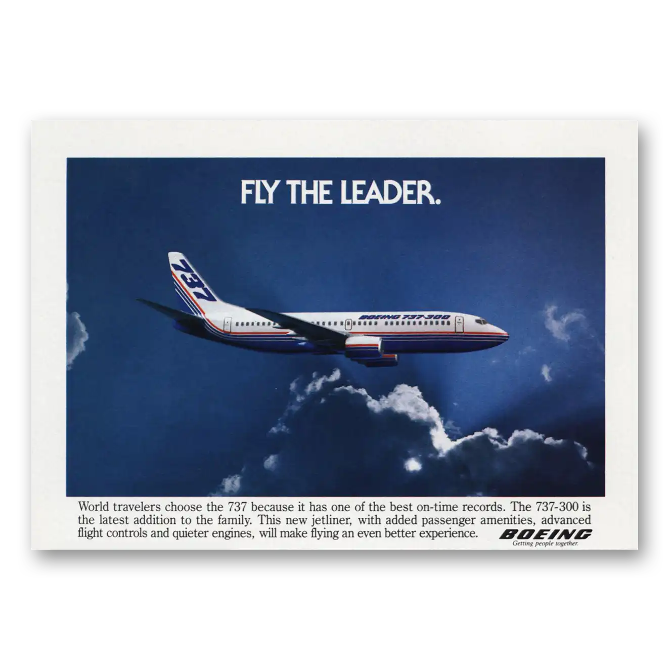 1983 Boeing 737 Fly the Leader World Travelers Vintage Magazine Print Ad