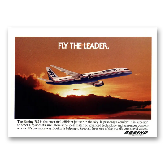 1983 Boeing 757 Fly the Leader Vintage Magazine Print Ad