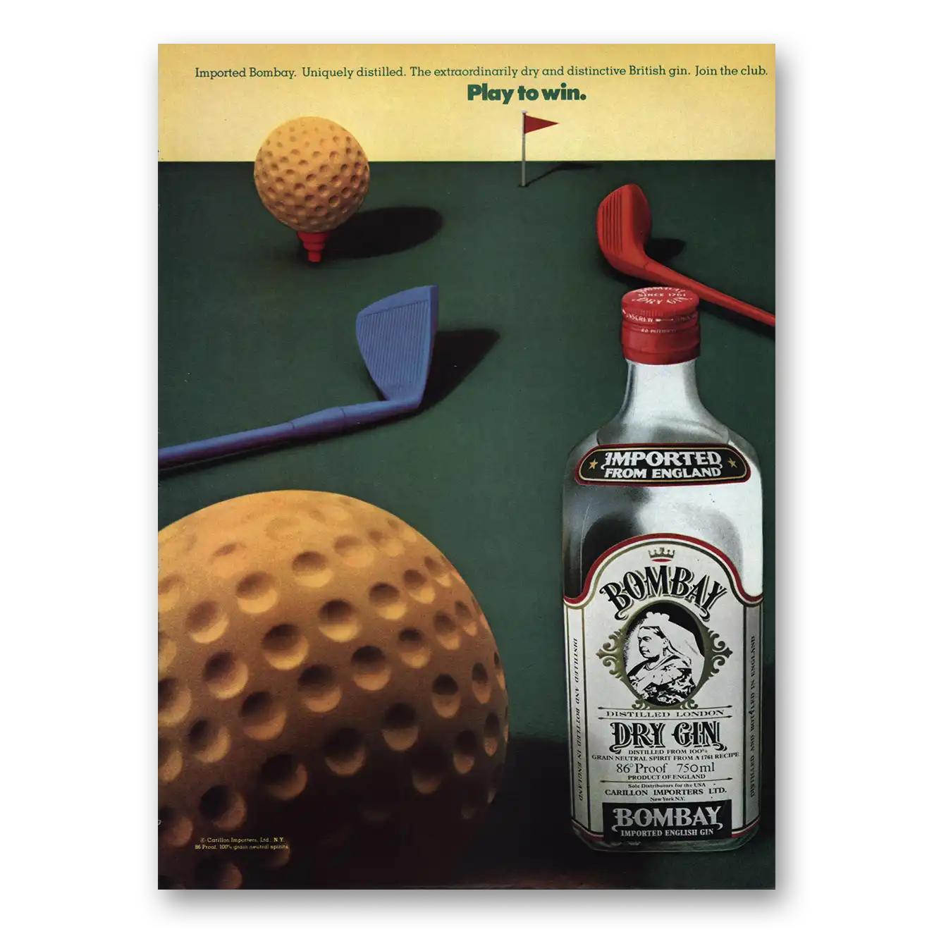 1983 Bombay Gin Play to Win Vintage Magazine Print Ad