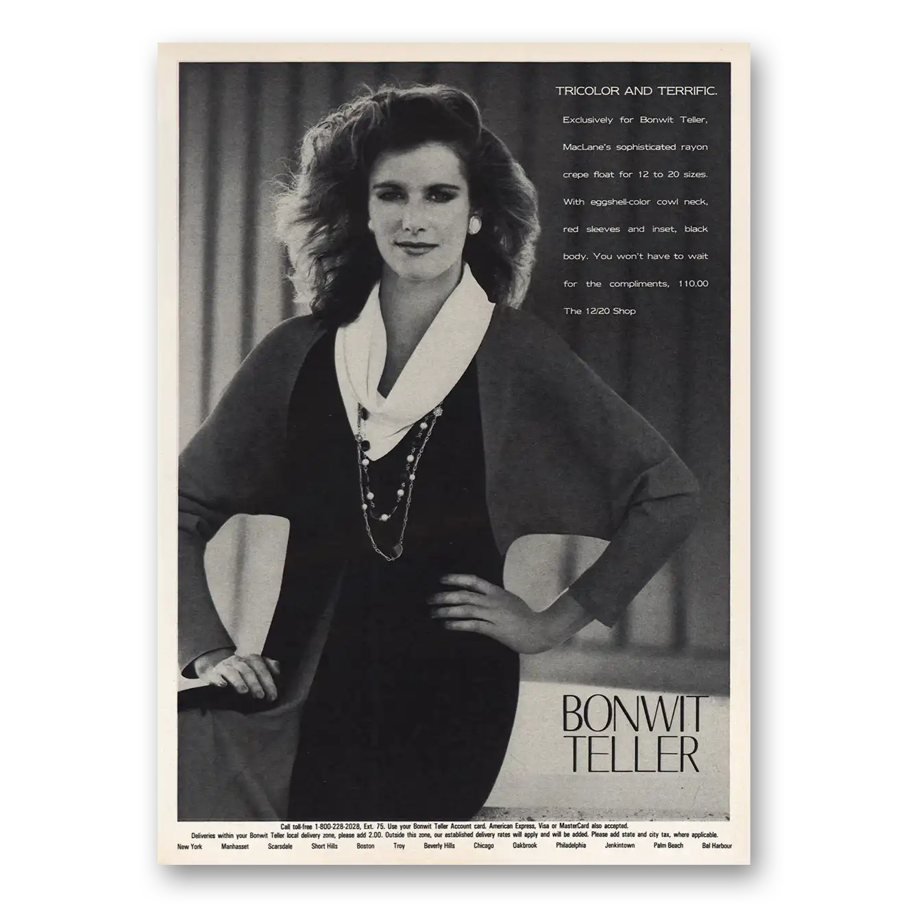 1983 Bonwit Teller Tricolor and Terrific Vintage Magazine Print Ad