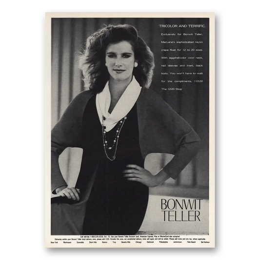 1983 Bonwit Teller Tricolor and Terrific Vintage Magazine Print Ad