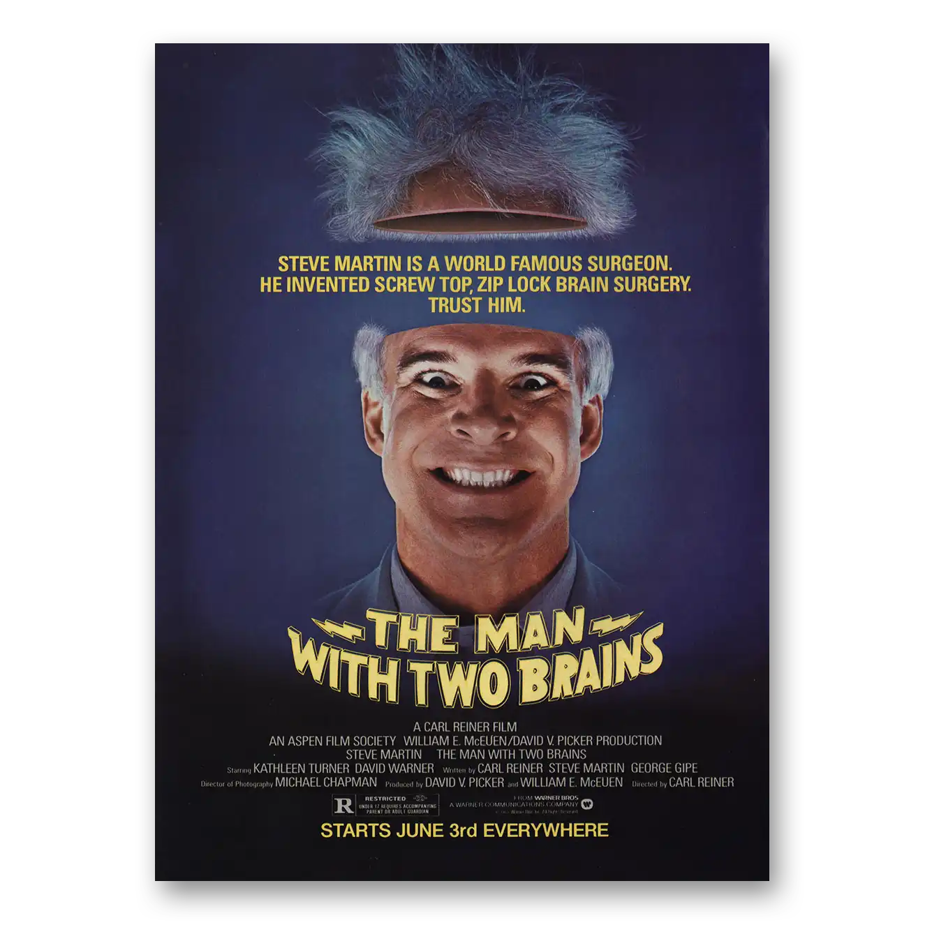 1983 The Man With Two Brains Promo Steve Martin Vintage Magazine Print Ad