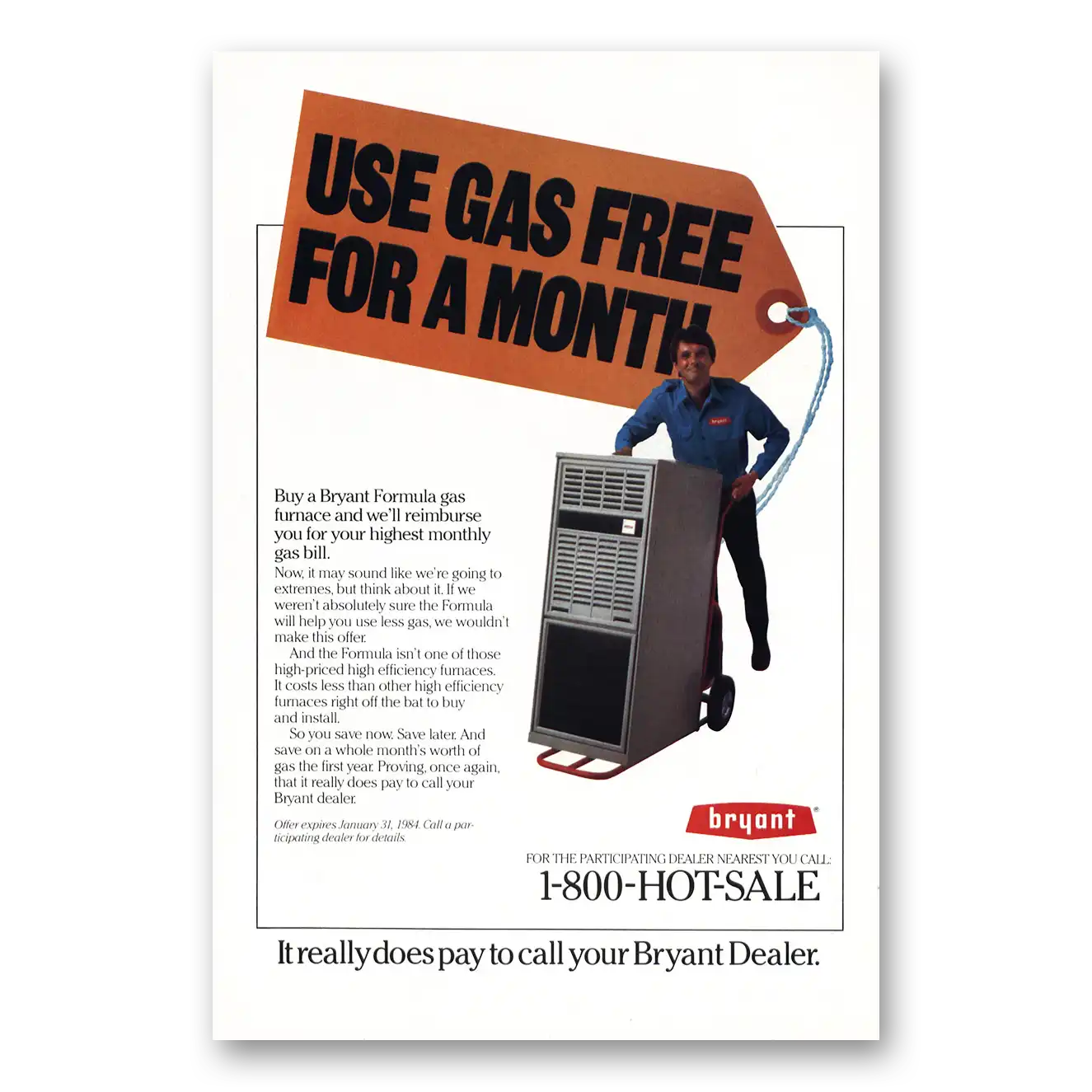 1983 Bryant Furnace Use Gas Free Vintage Magazine Print Ad