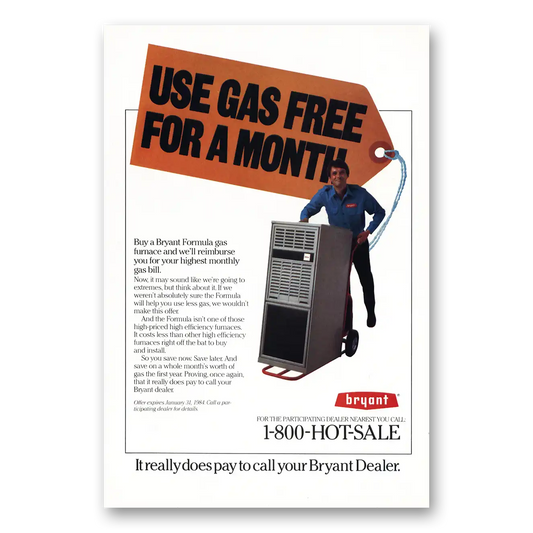 1983 Bryant Furnace Use Gas Free Vintage Magazine Print Ad