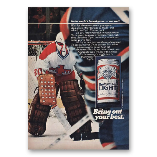 1983 Budweiser Beer Worlds Fastest Game Hockey Vintage Magazine Print Ad