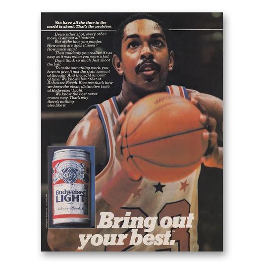 1983 Budweiser Beer Light Basketball All the Time in the World to Shoot Vintage Magazine Print Ad