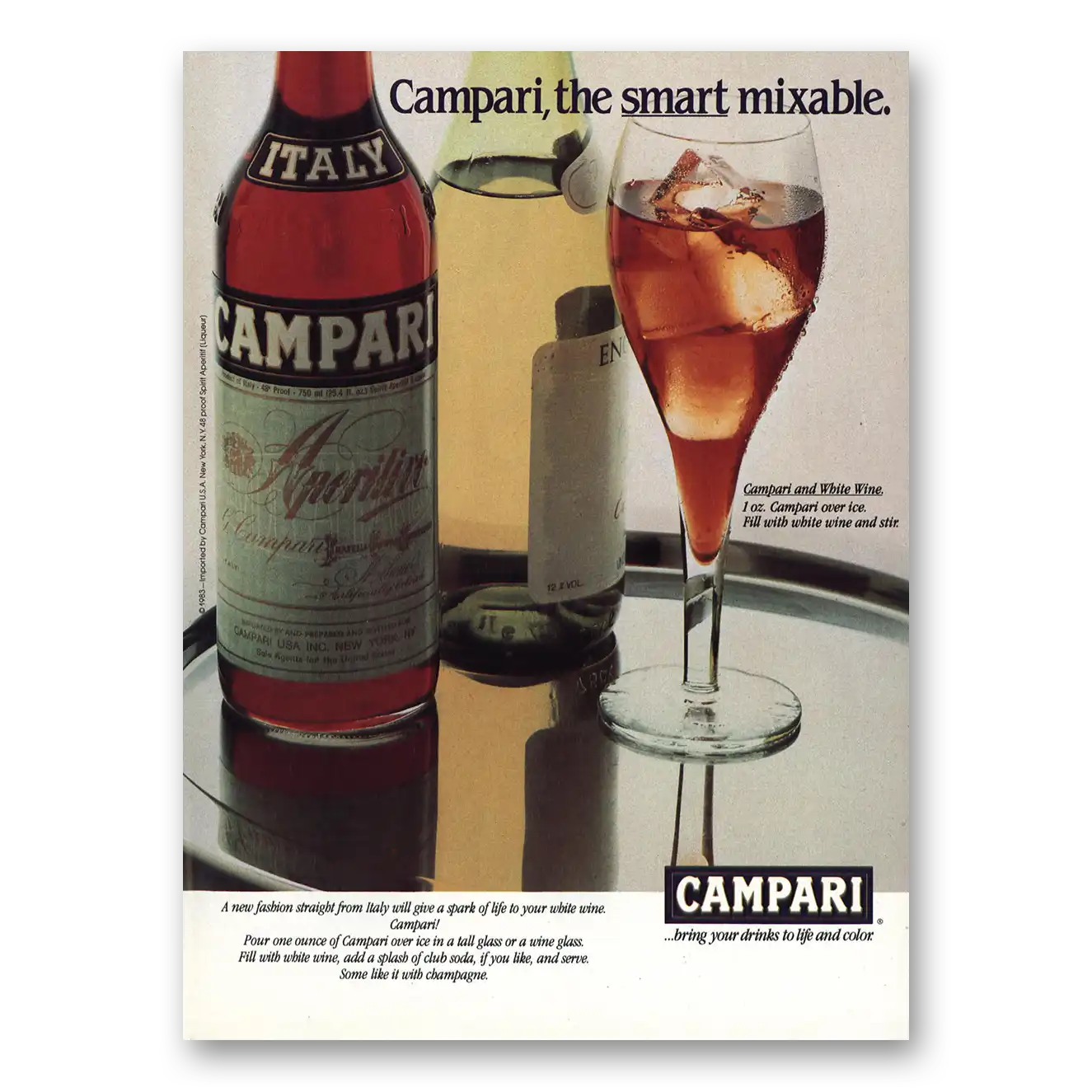 1983 Campari Smart Mixable Vintage Magazine Print Ad