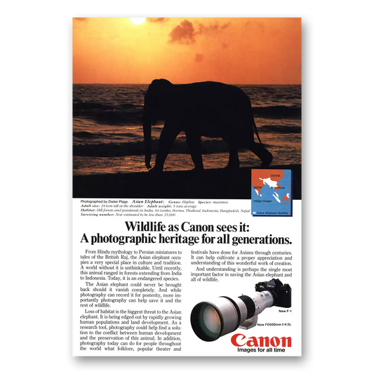 1983 Canon Camera Asian Elephant Vintage Magazine Print Ad