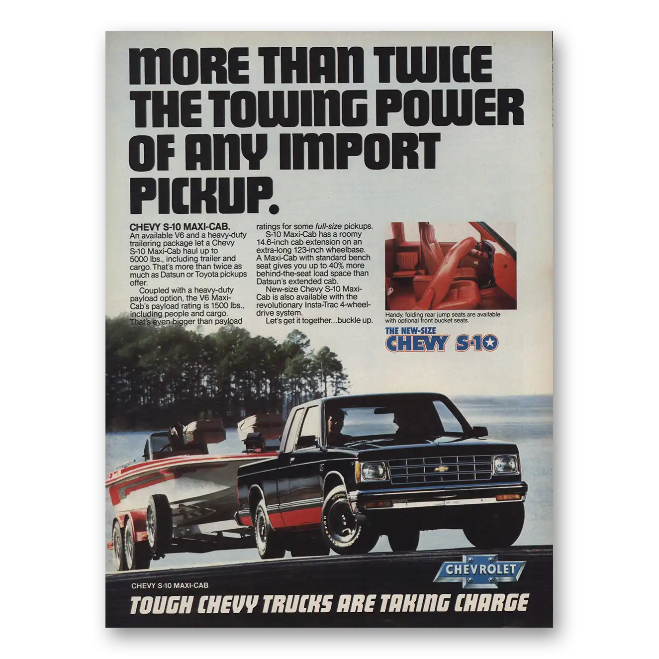 1983 Chevrolet S10 More Than Twice Towing Power Vintage Magazine Print Ad