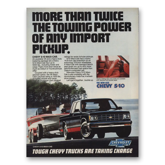 1983 Chevrolet S10 More Than Twice Towing Power Vintage Magazine Print Ad