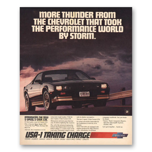 1983 Chevrolet Camaro More Thunder Vintage Magazine Print Ad