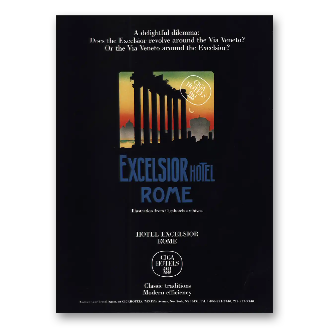 1983 Excelsior Hotel Rome Delightful Dilemma Vintage Magazine Print Ad