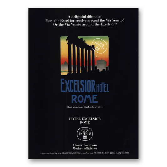 1983 Excelsior Hotel Rome Delightful Dilemma Vintage Magazine Print Ad