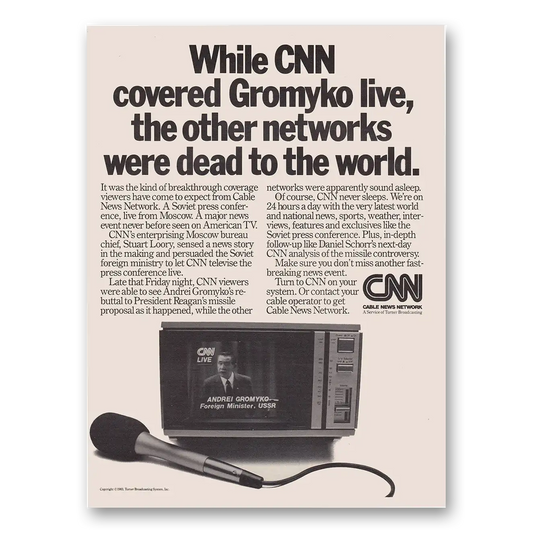 1983 CNN Covered Gromyko Live Vintage Magazine Print Ad