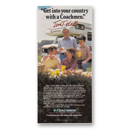 1983 Coachmen Recreational Vehicles Get Into Your Country Tom T Hall Vintage Magazine Print Ad