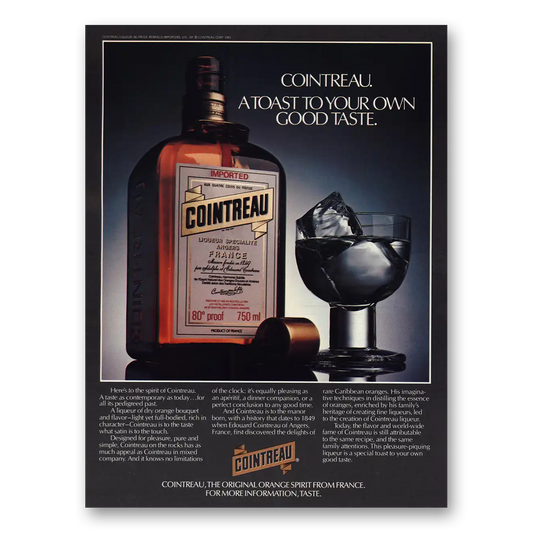 1983 Cointreau Liqueur Toast To Your Own Good Taste Vintage Magazine Print Ad