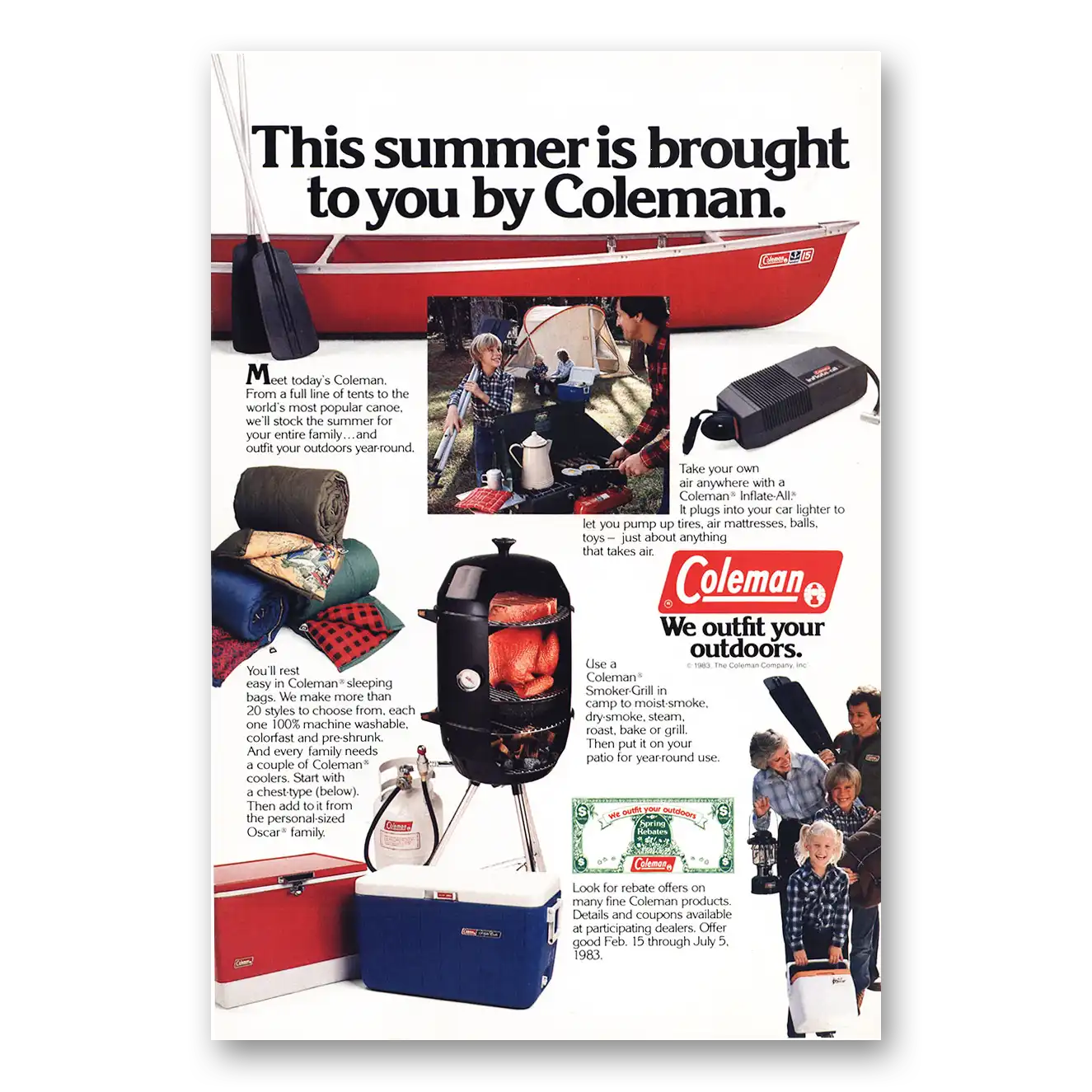 1983 Coleman Summer Brought To You by Coleman Vintage Magazine Print Ad