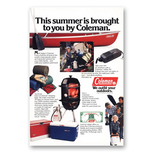 1983 Coleman Summer Brought To You by Coleman Vintage Magazine Print Ad