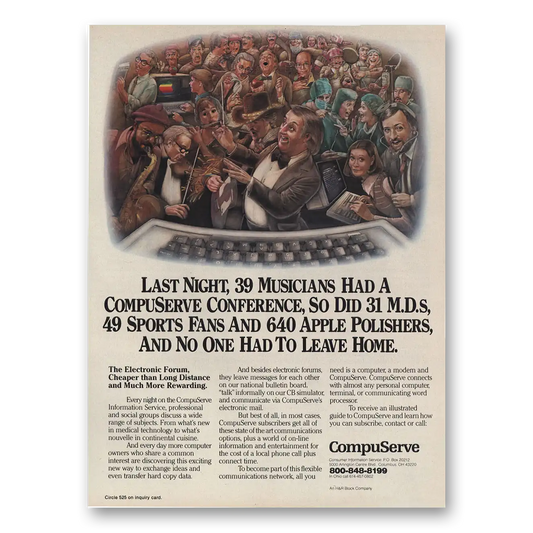 1983 CompuServe Last Night 39 Musicians Vintage Magazine Print Ad